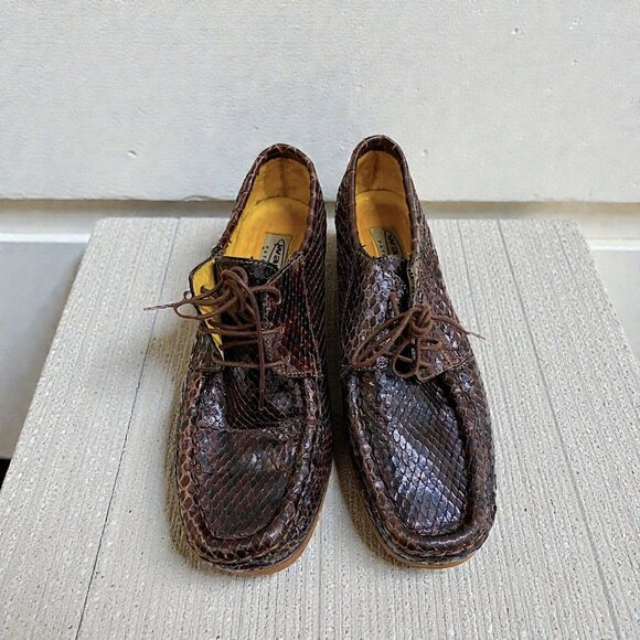Patrick Cox Wannabe 90s Snake Skin Lace-Up Moc Shoes EU 38.5 / US 8–8.5 Vintage - Picture 2 of 9